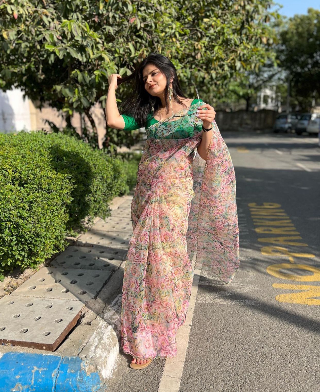 VK 4104 Organza Printed Sarees Wholesale Market In Surat With Price